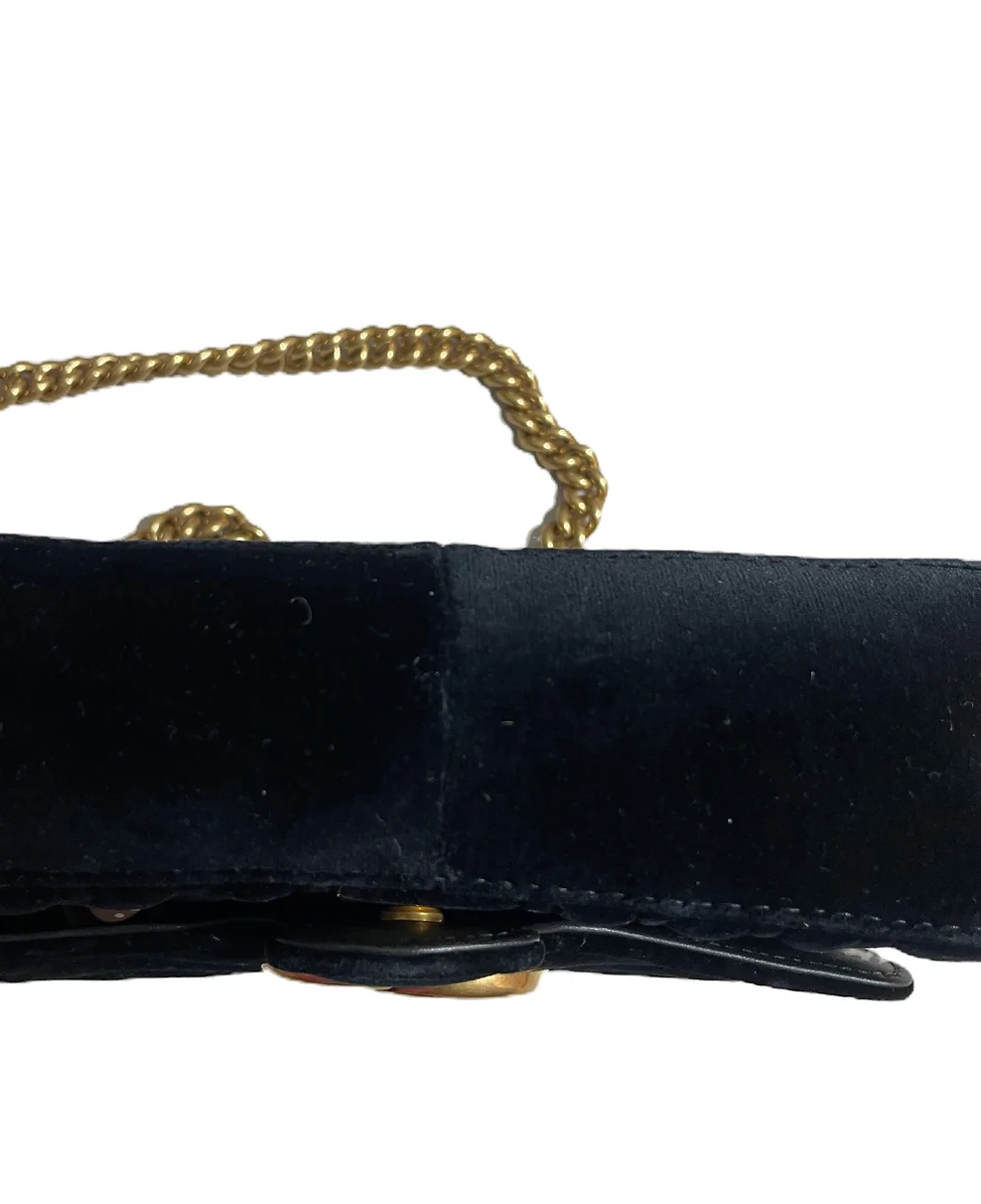 Gucci Black Velvet Marmont Chain Flap Bag