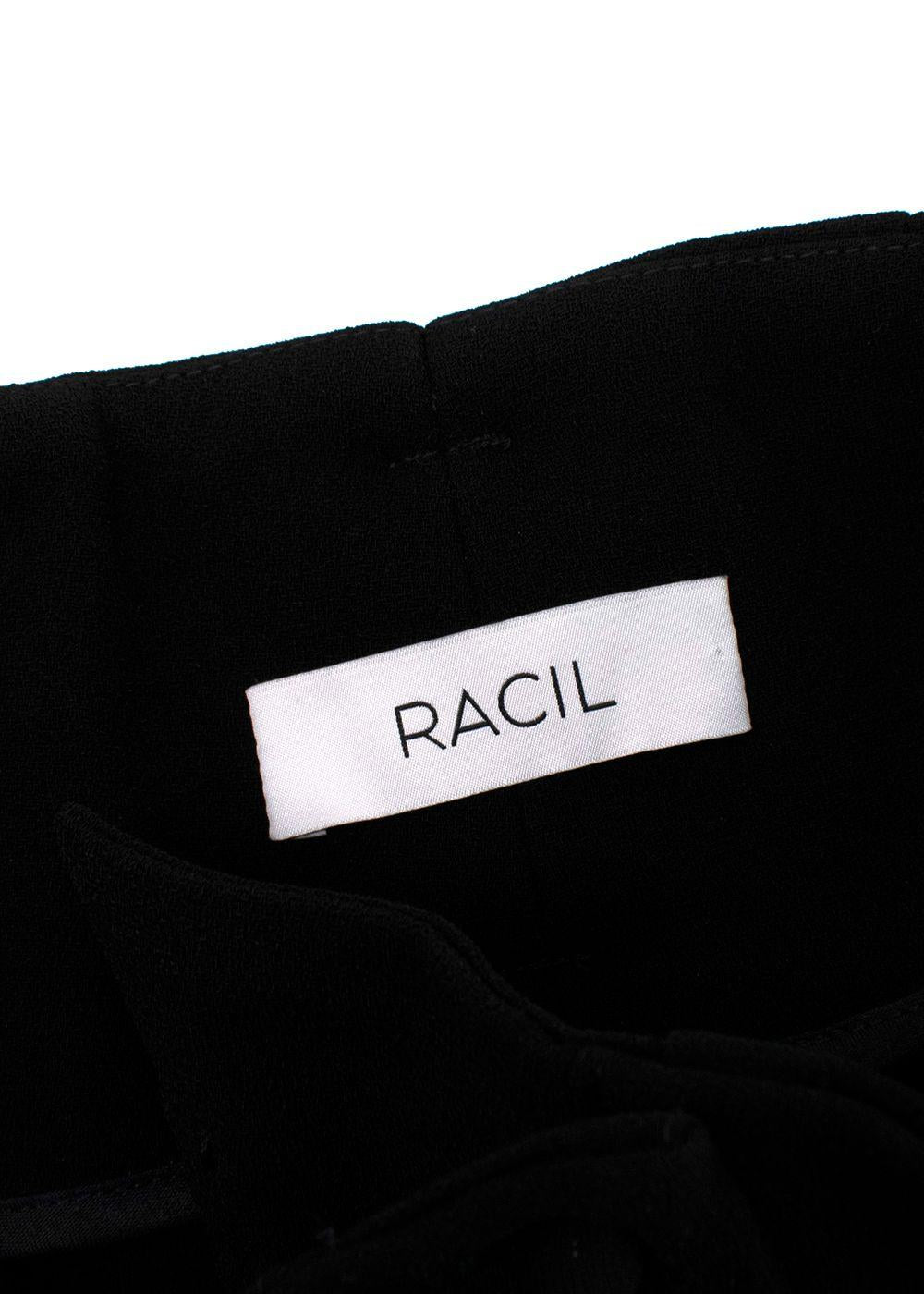 Racil Black High Rise Double Button Wide Leg Trousers