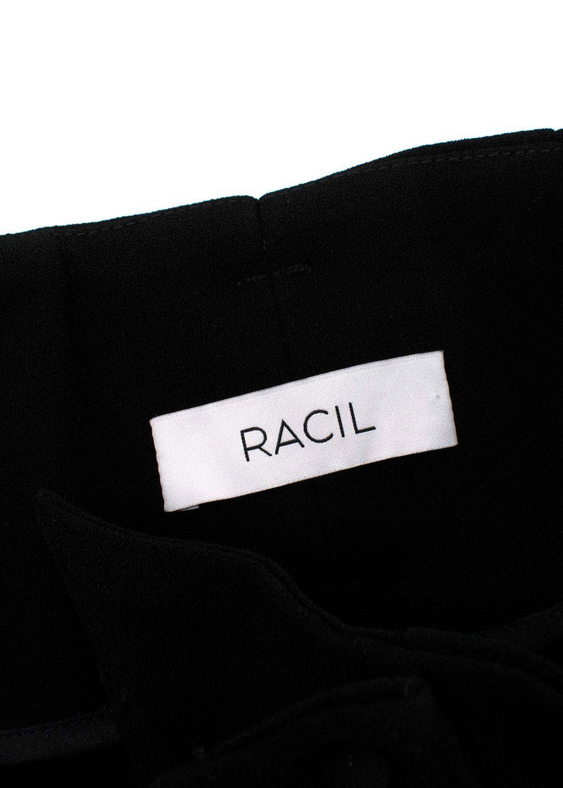Racil Black High Rise Double Button Wide Leg Trousers
