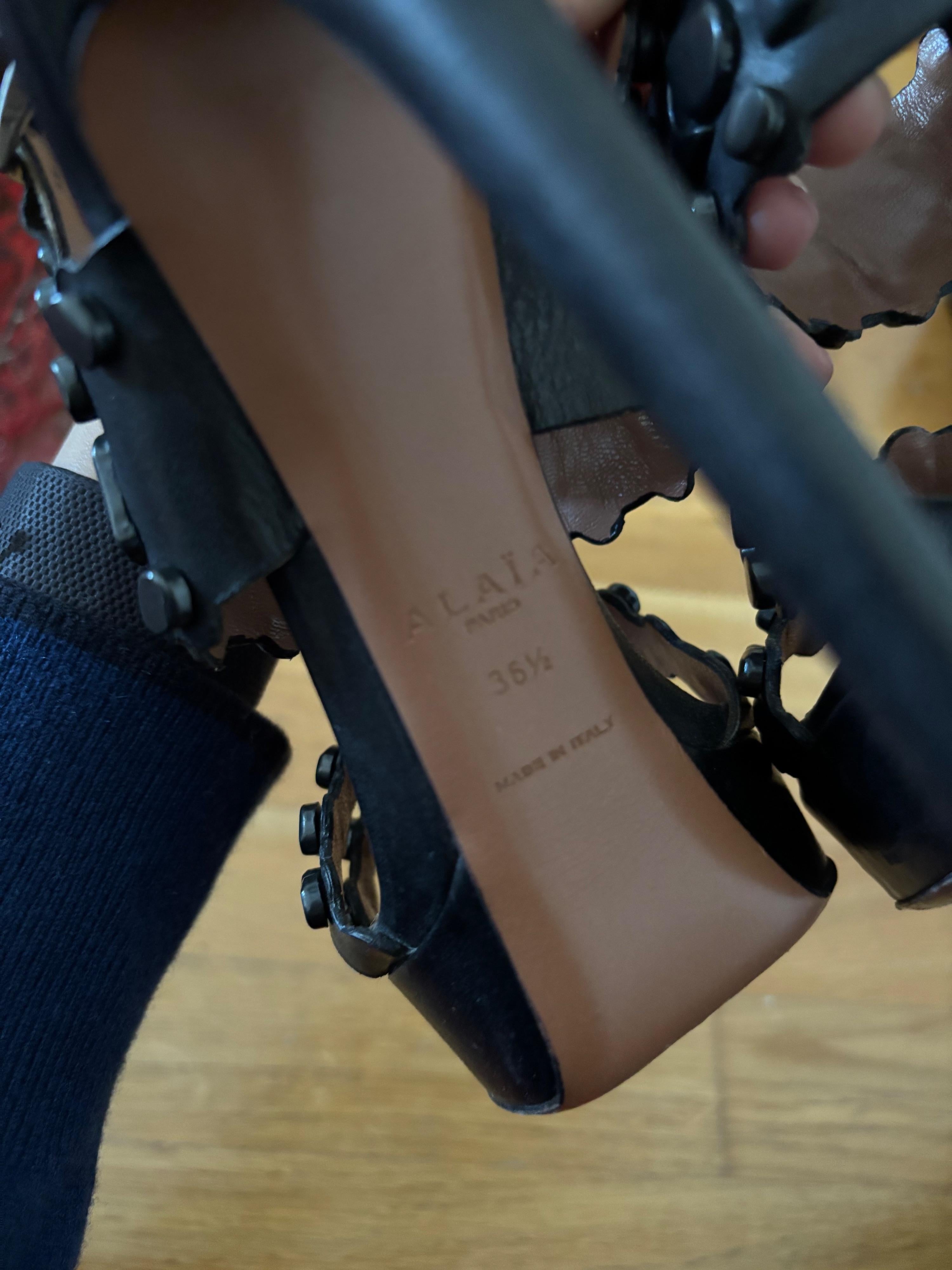 Alaia Navy Blue Platform Sandals