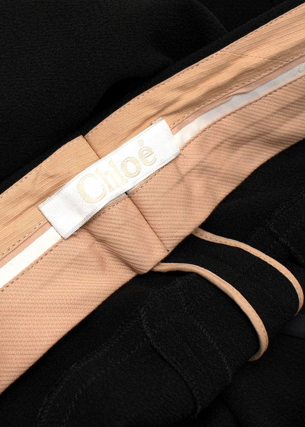 Chloe Black Crepe Trousers with Hook and Eye Closure