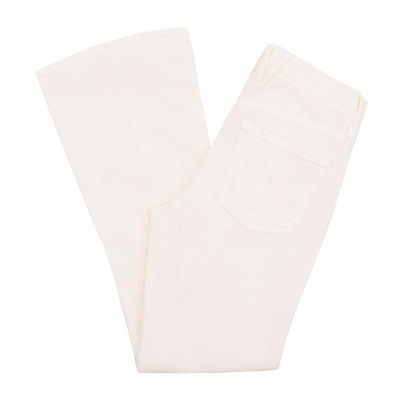 Frame Denim Cream Cropped Flared Jeans