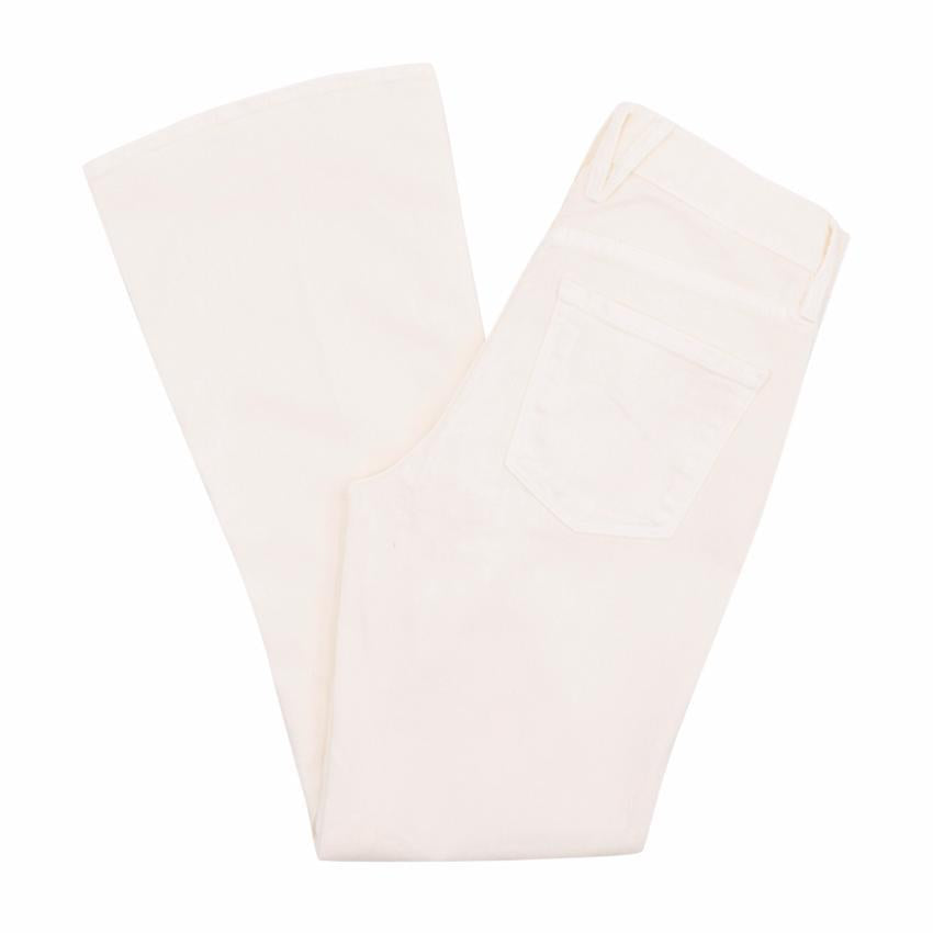 Frame Denim Cream Cropped Flared Jeans