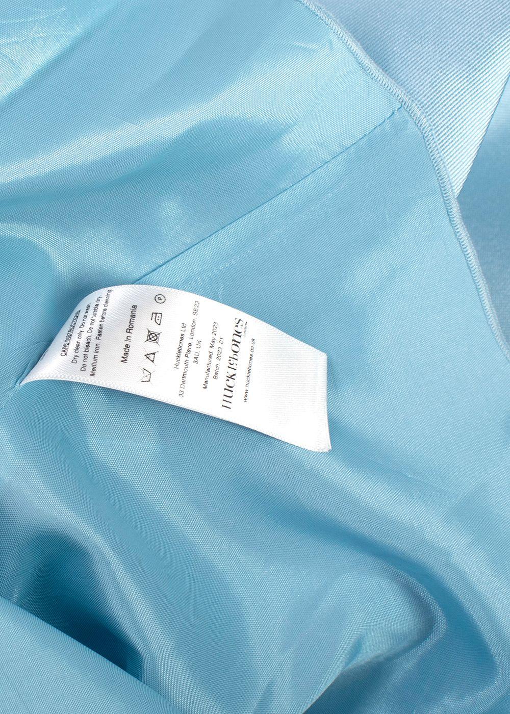 Hucklebones Blue Twisted Sleeve High Low Dress