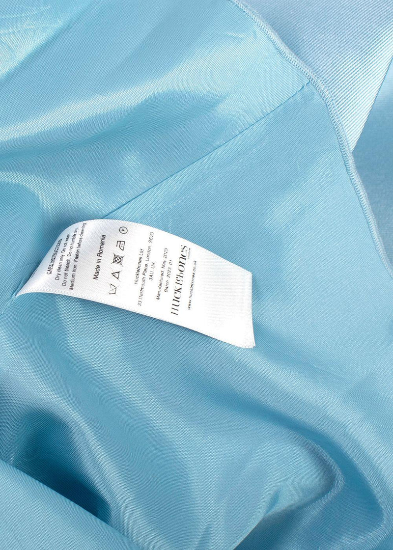 Hucklebones Blue Twisted Sleeve High Low Dress