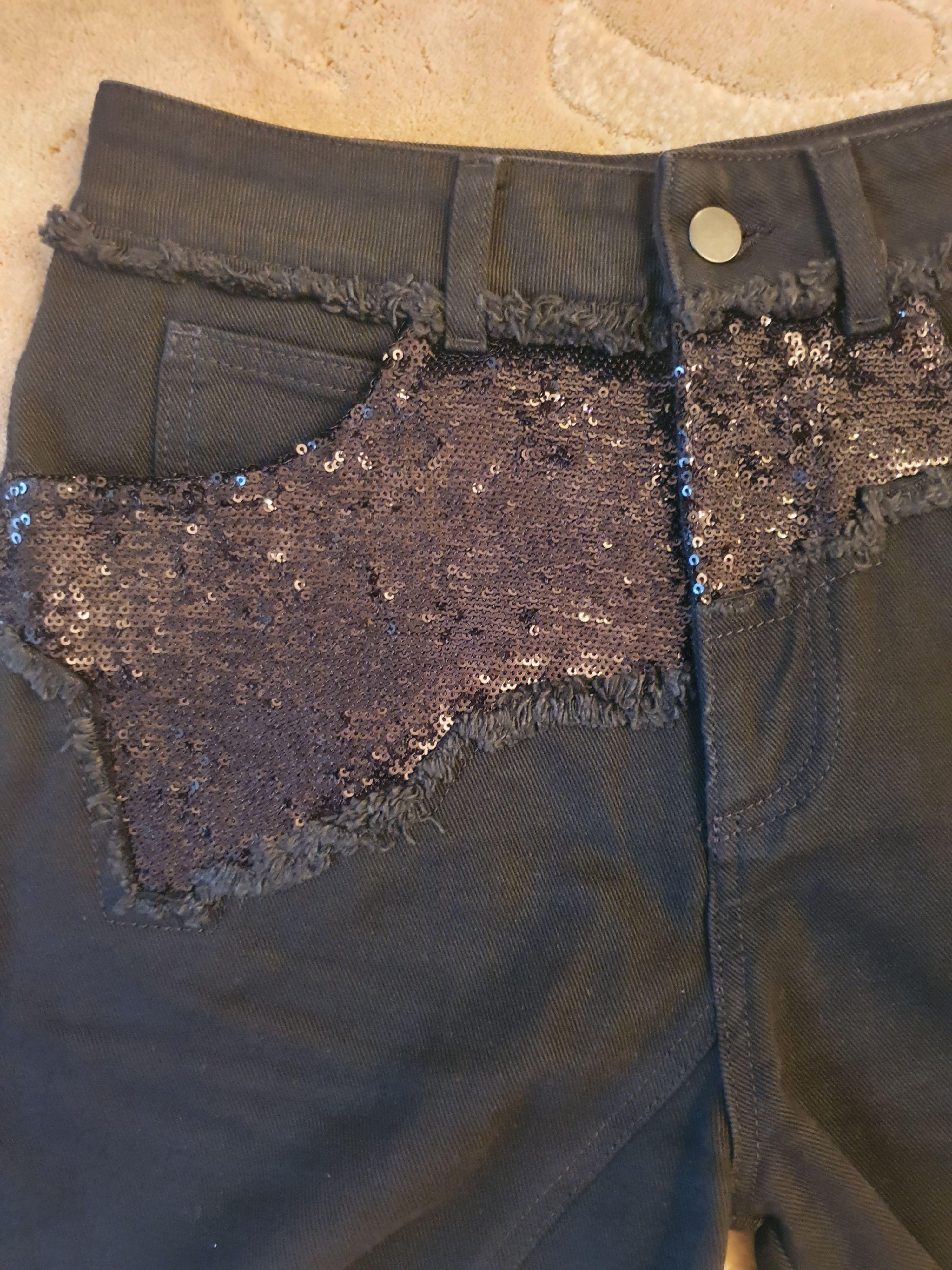 black sequin denim shorts