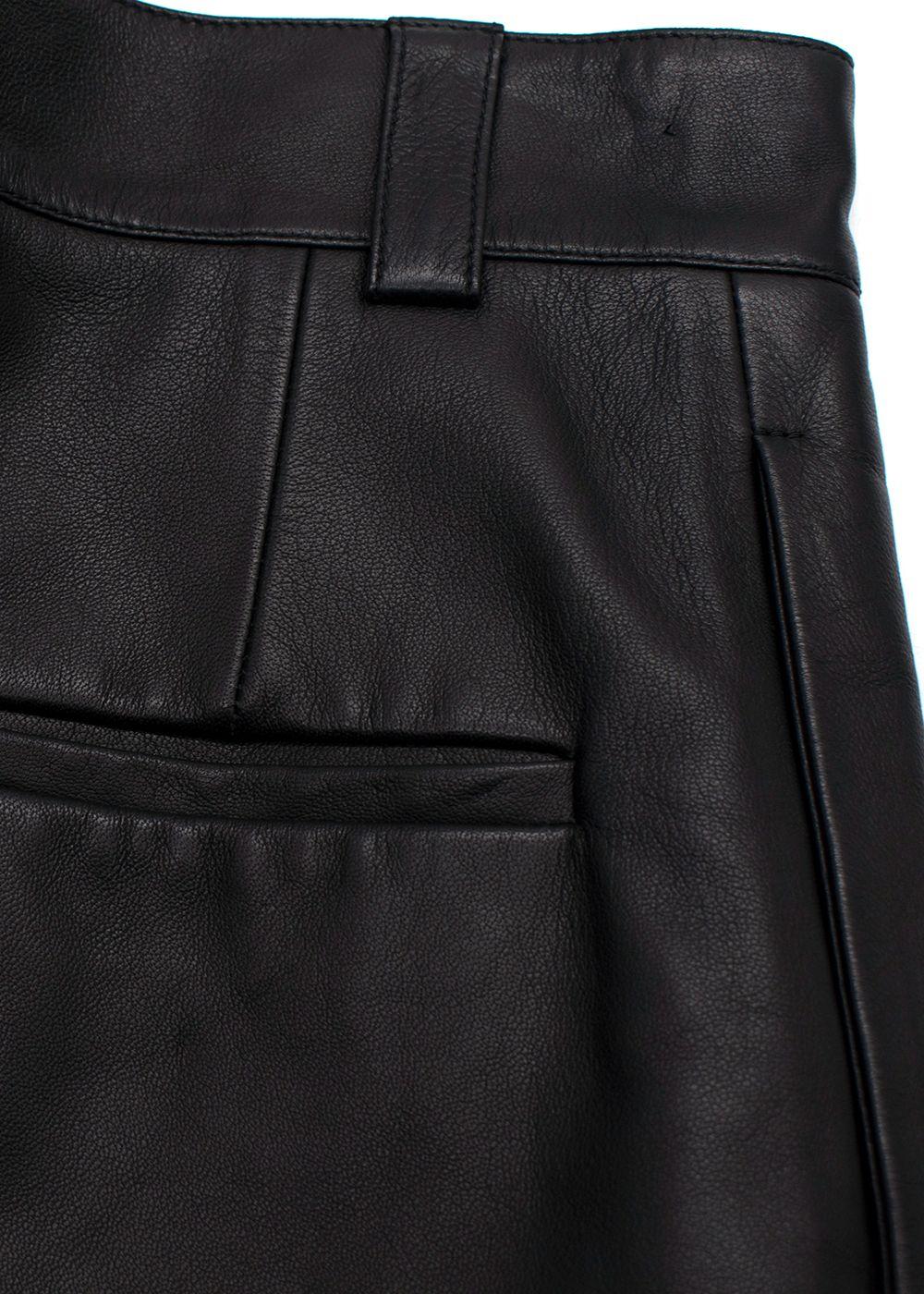 Balenciaga Black Unisex Straight Leg Leather Trousers