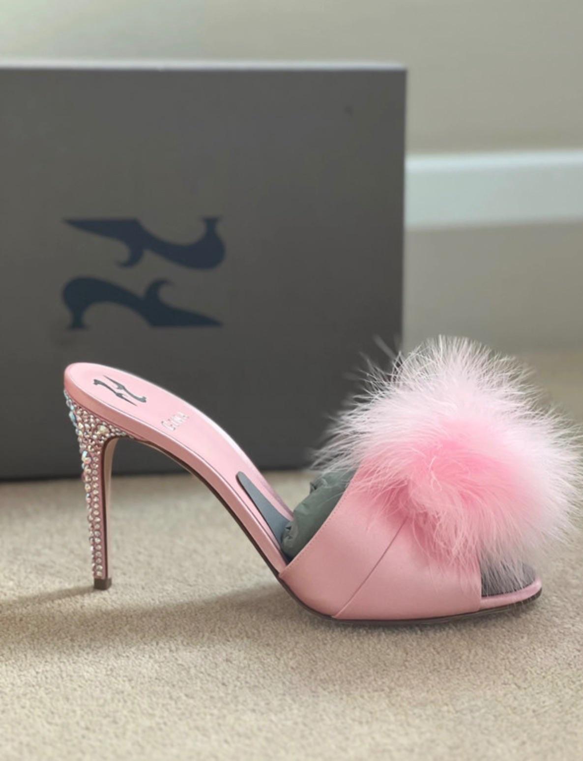 Gina Pink Satin Malibu Mules
