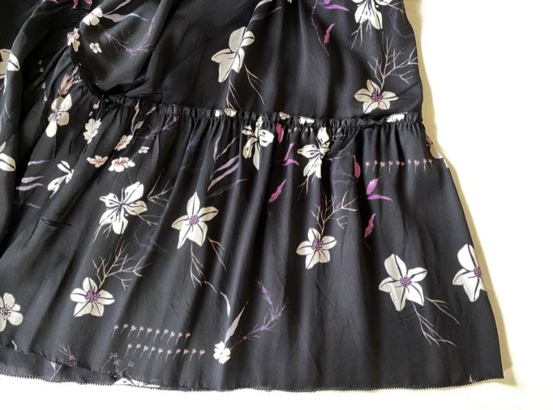 Closed Floral Print Satin Dress