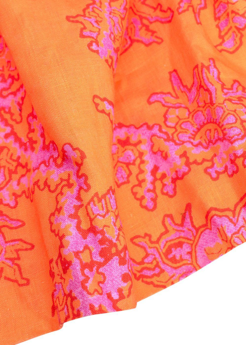 Rhode Orange Thea Linen Midi Dress