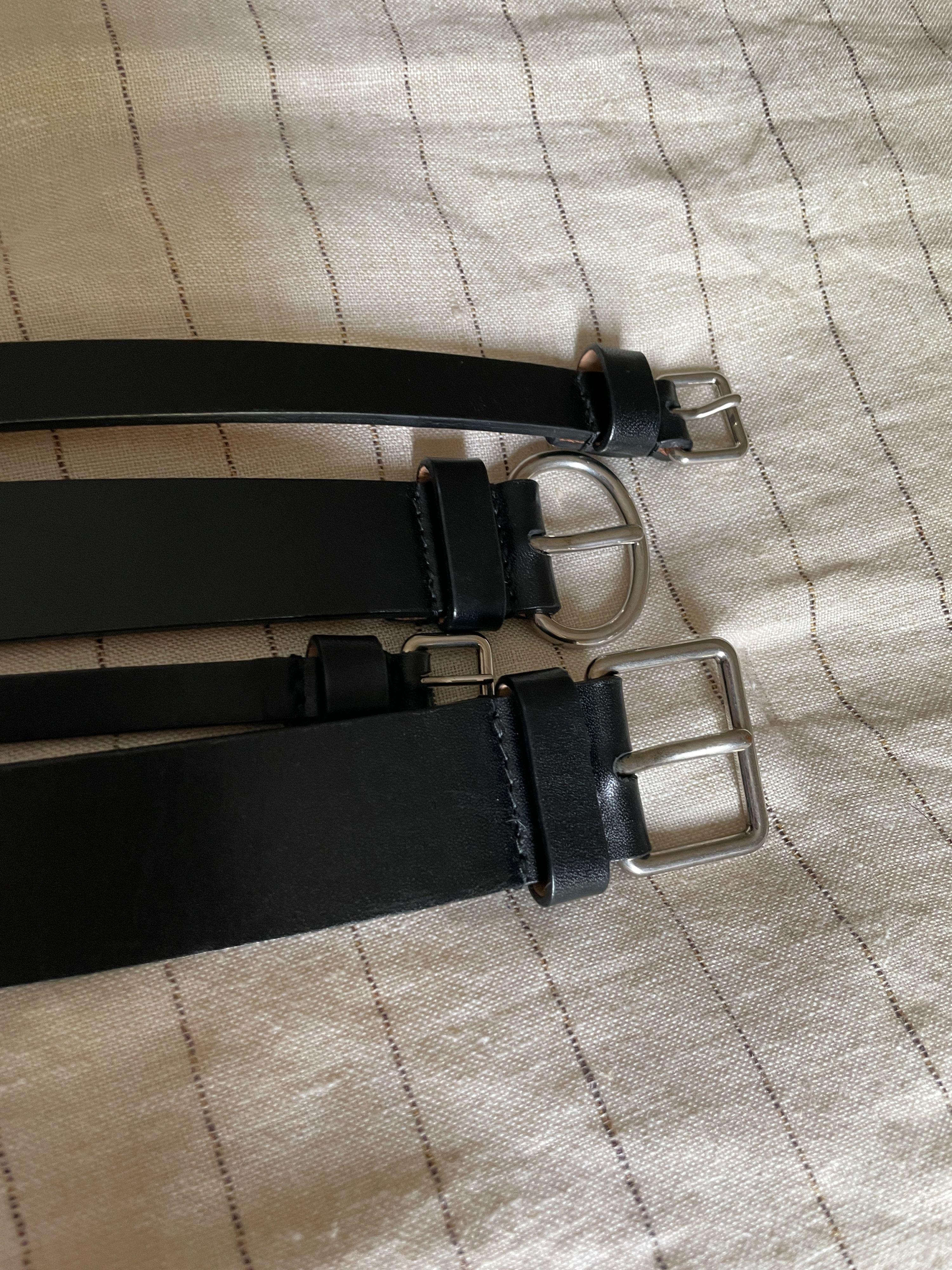 black leather multi-buckle waist belt 70