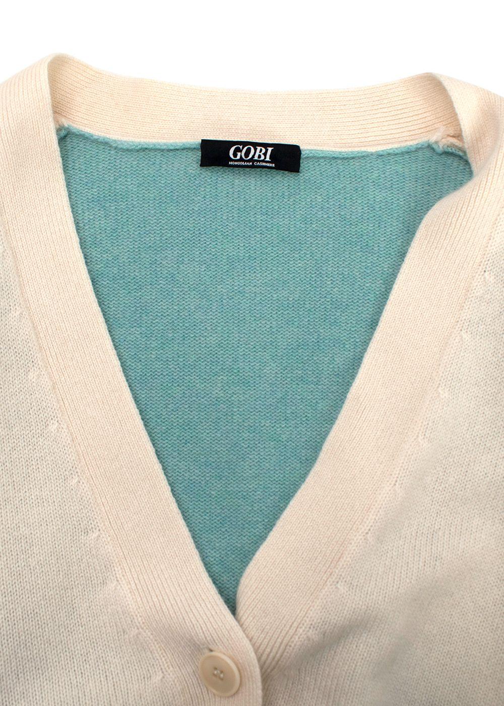Gobi Cream and Green Cashmere LOVE Cardigan