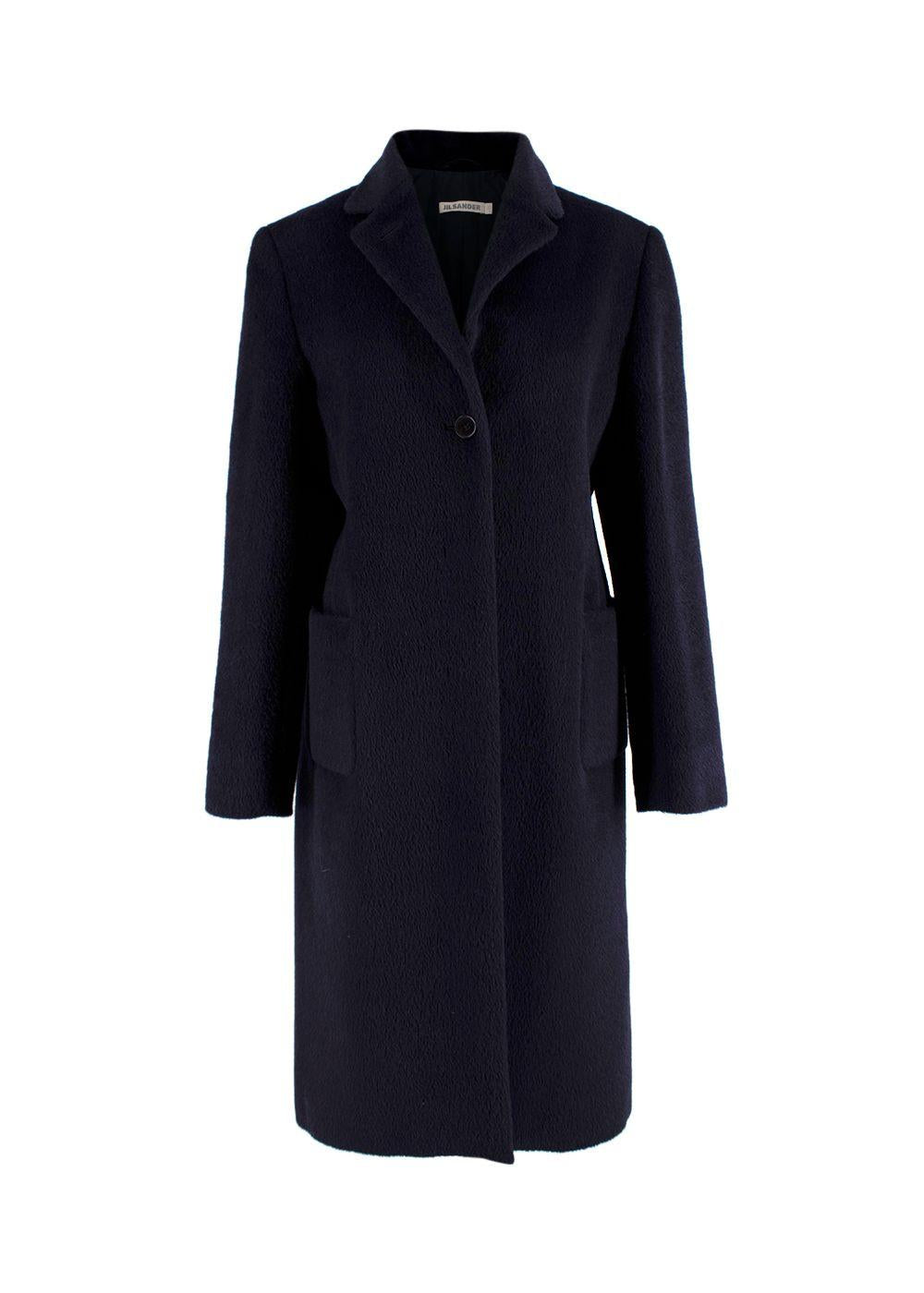 Navy Blue Llama Wool Blend Coat