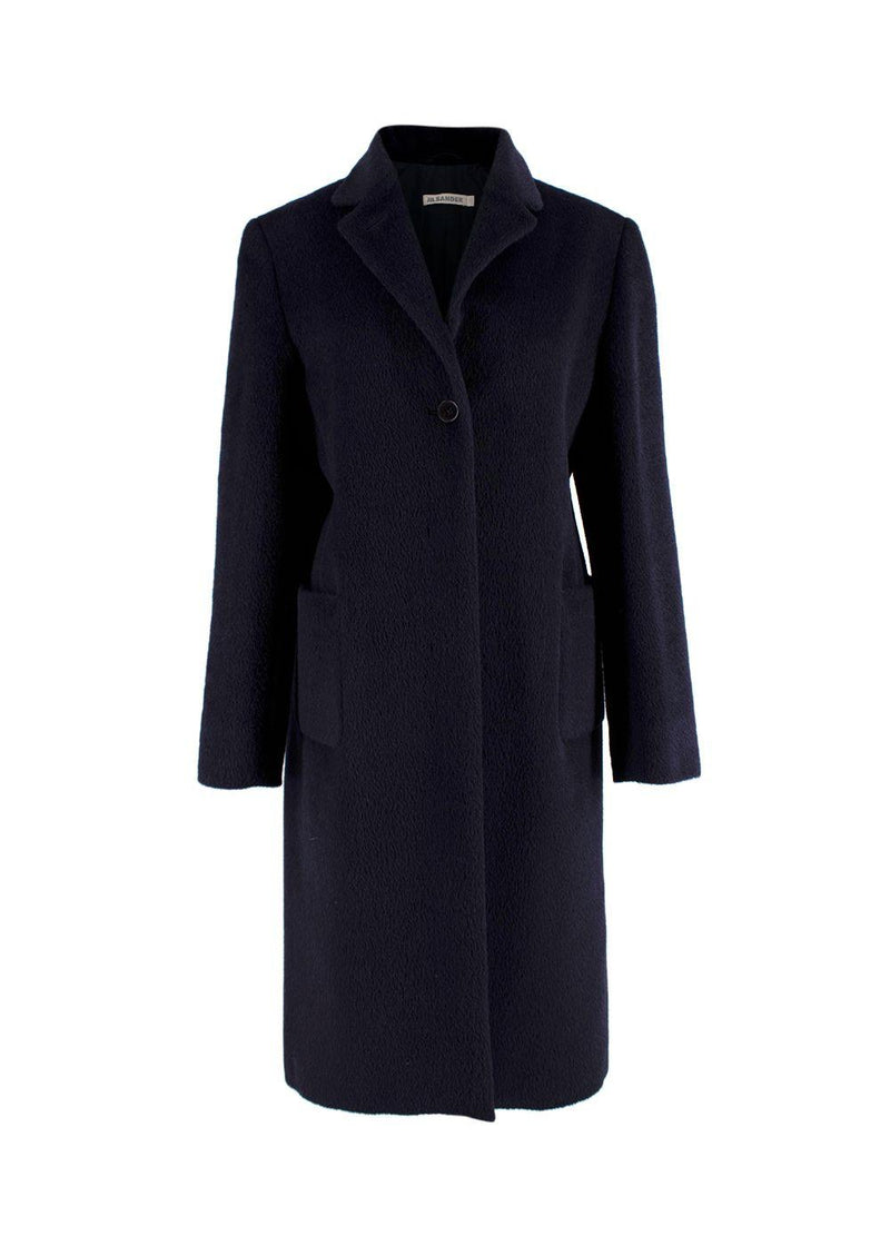 Navy Blue Llama Wool Blend Coat