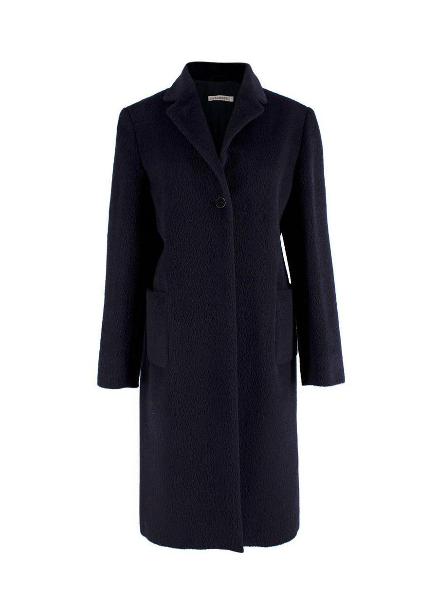 Navy Blue Llama Wool Blend Coat