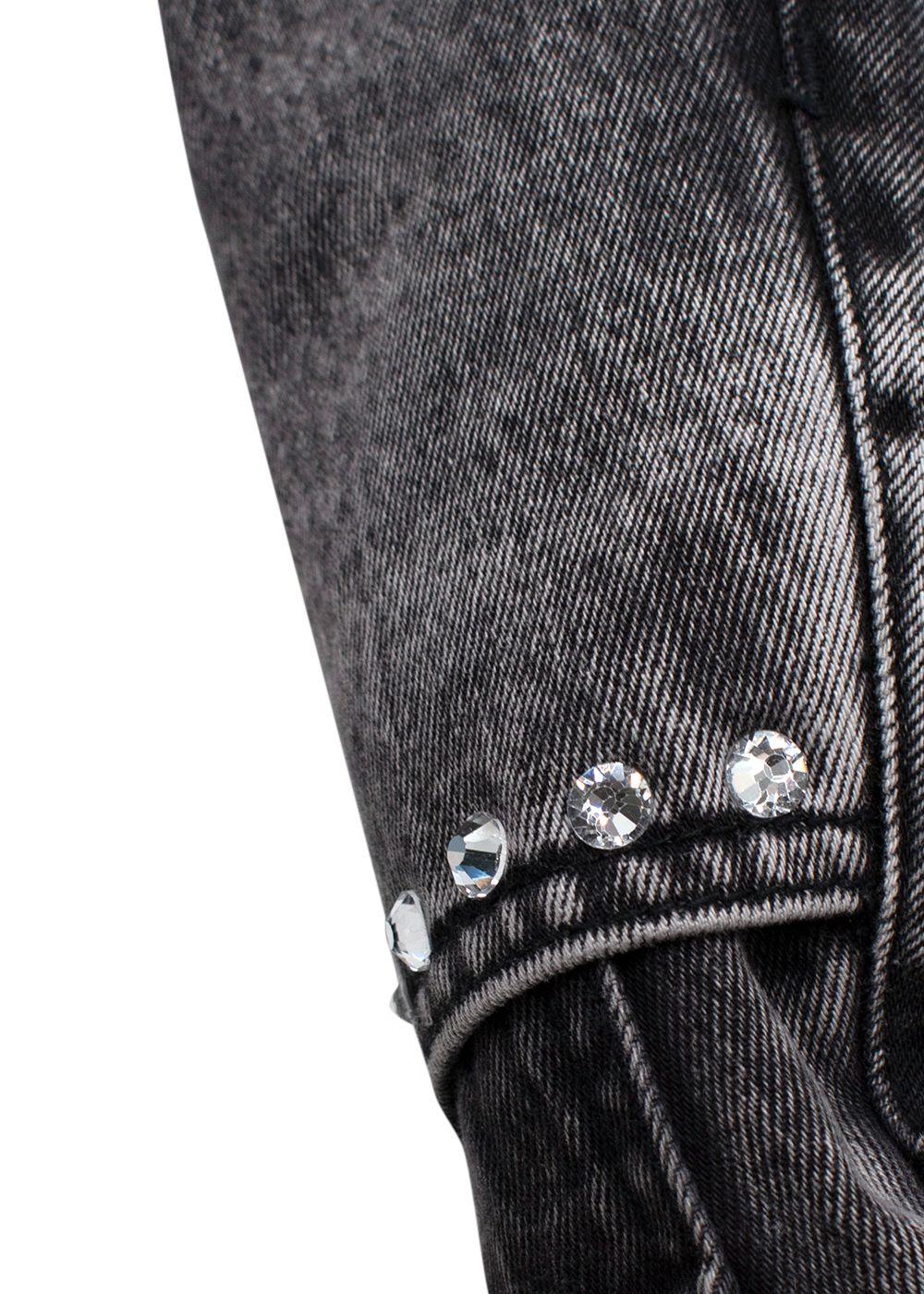 Alessandra Rich Washed Black Denim Mini Skirt