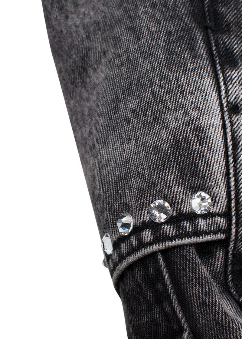 Alessandra Rich Washed Black Denim Mini Skirt