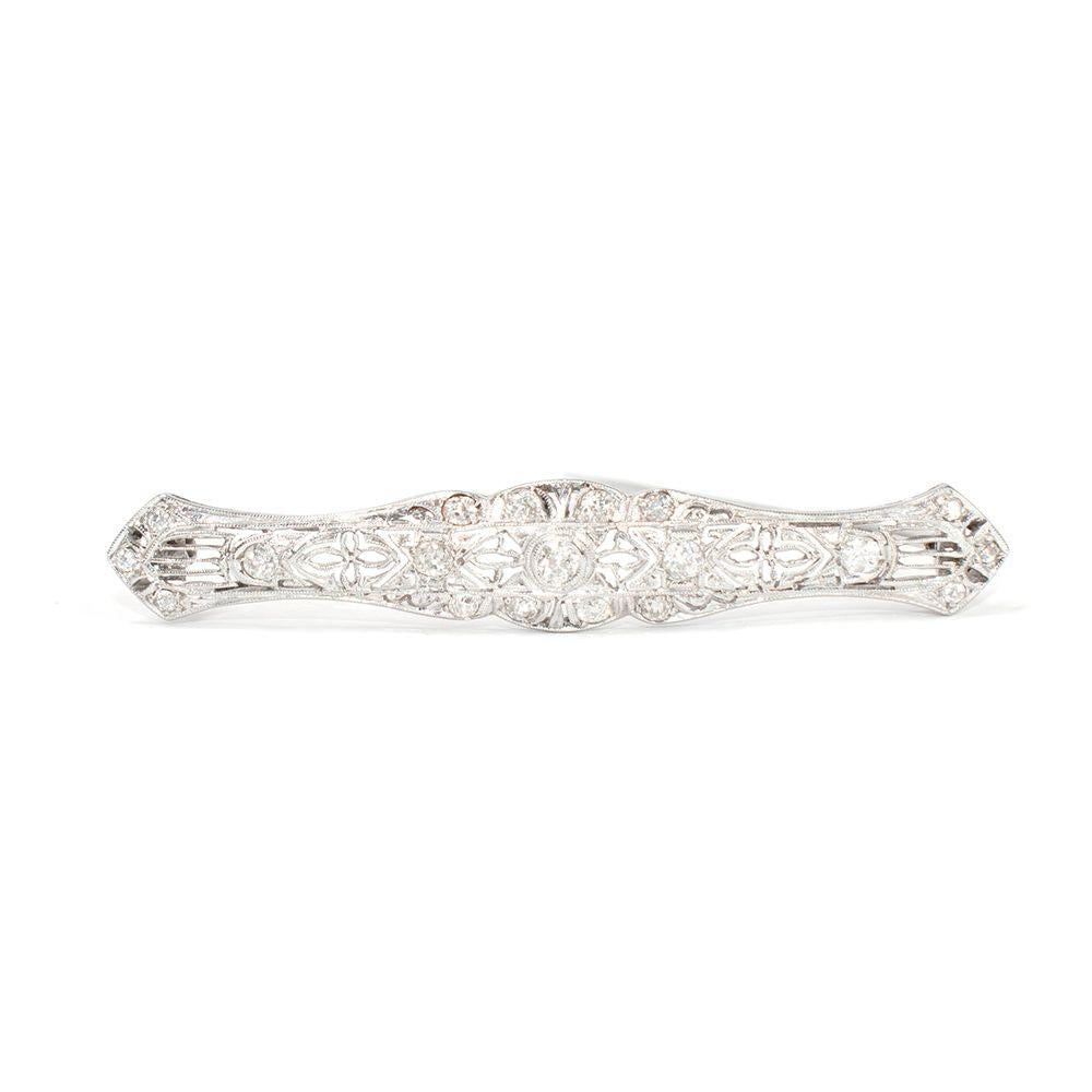 Bespoke 18kt White Gold Filigree Diamond Brooch