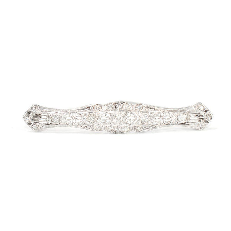 Bespoke 18kt White Gold Filigree Diamond Brooch