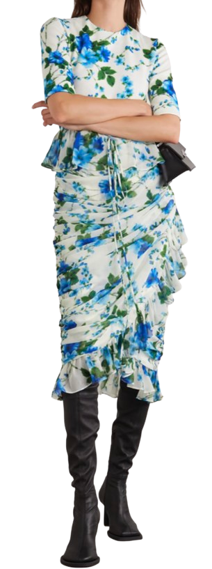 Richard Quinn Ruffled Floral-print Crepe De Chine and Jersey Dress