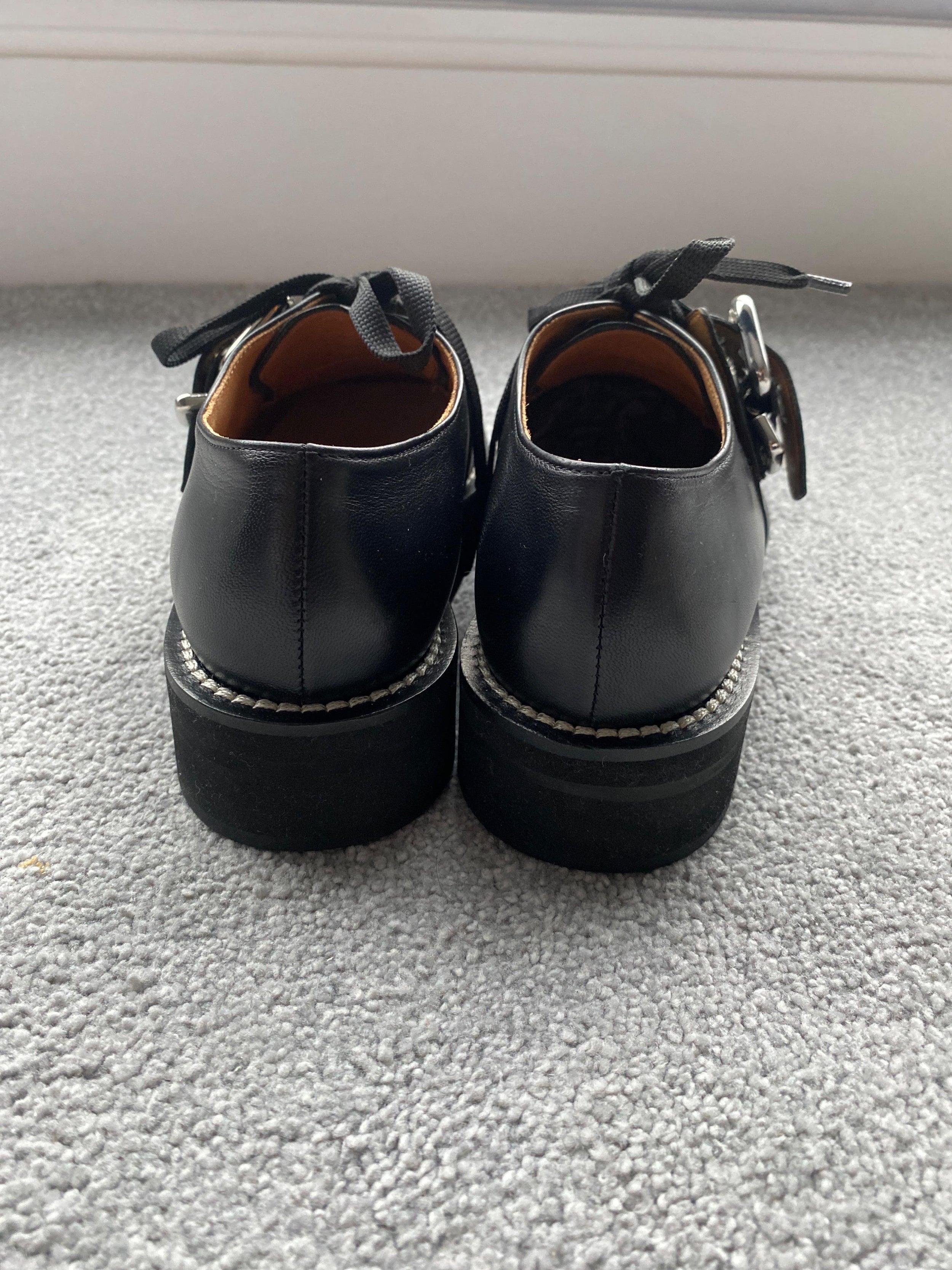 Marni Black Leather Buckle Detail Loafers