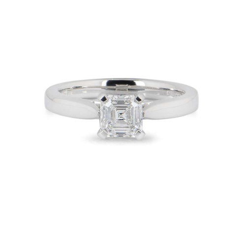 Bespoke Platinum Asscher Cut Diamond Ring