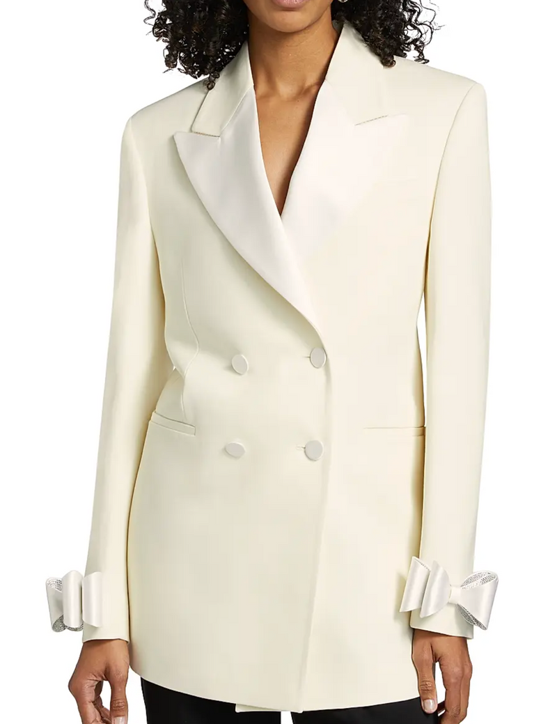 Mach & Mach  Crystalized Bow Cuff Blazer Minidress