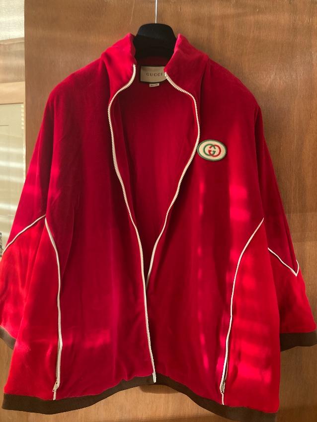 Gucci Red Chenille Kimono Jacket