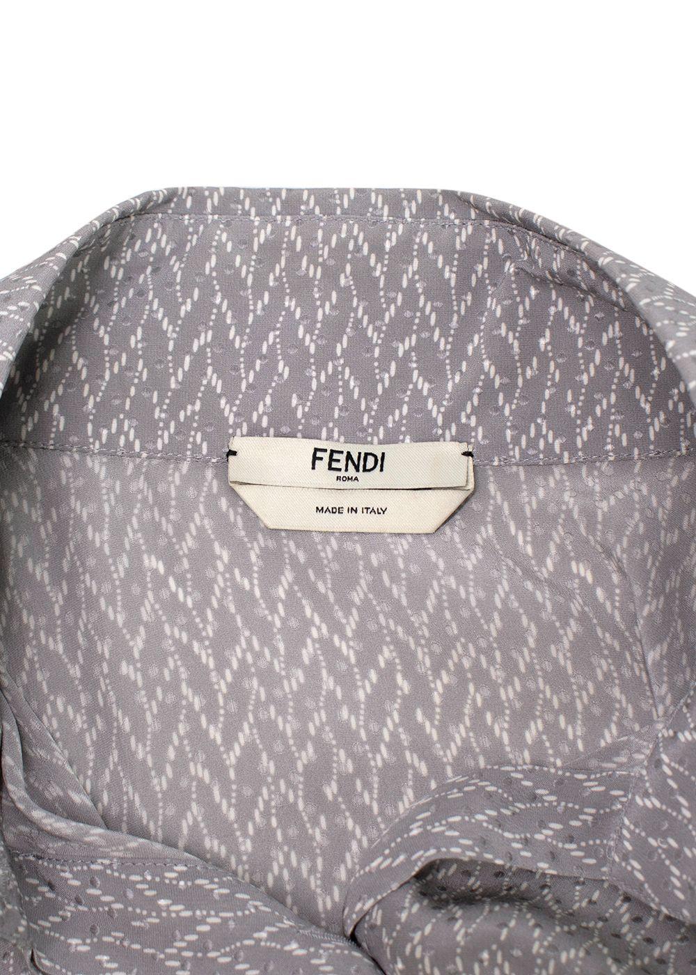 Fendi Silk Grey & White Longline Shirt