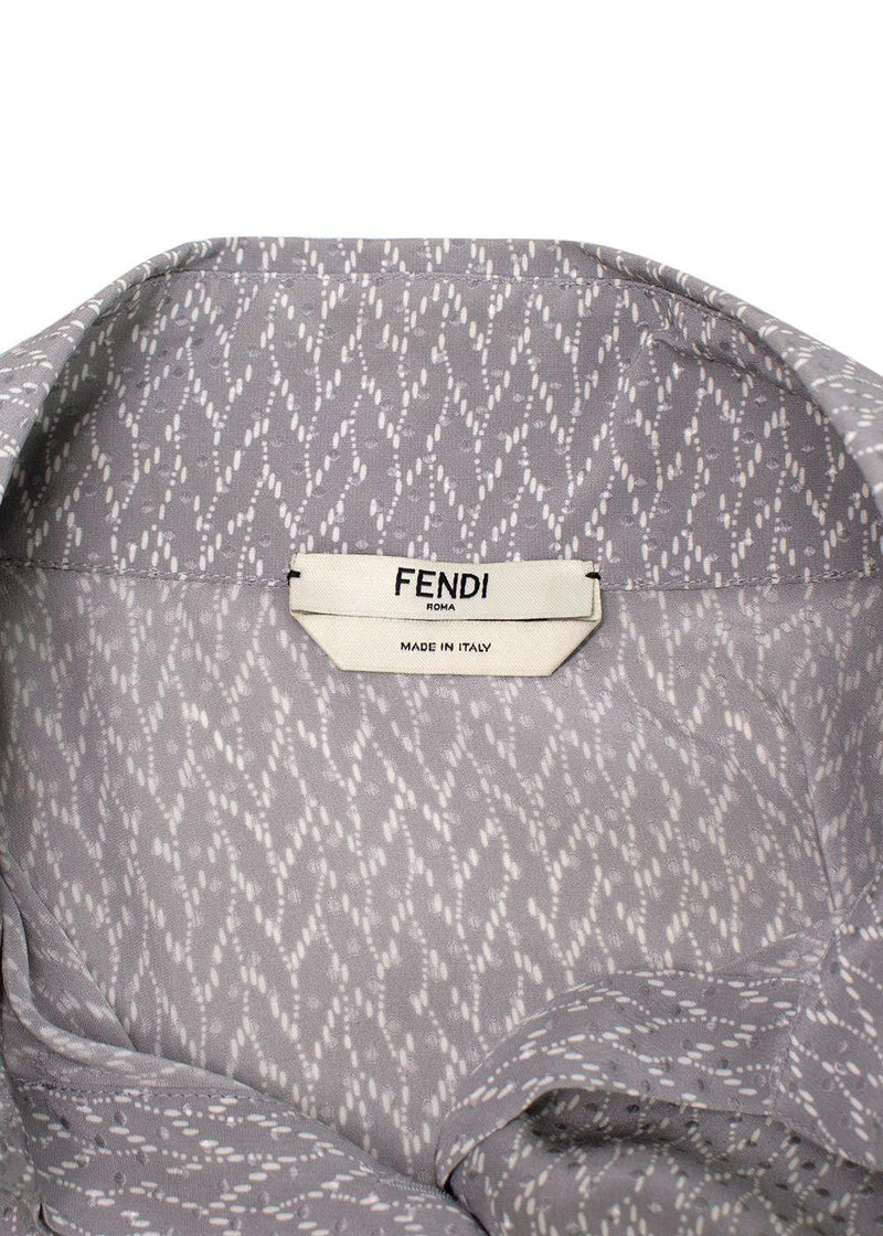Fendi Silk Grey & White Longline Shirt