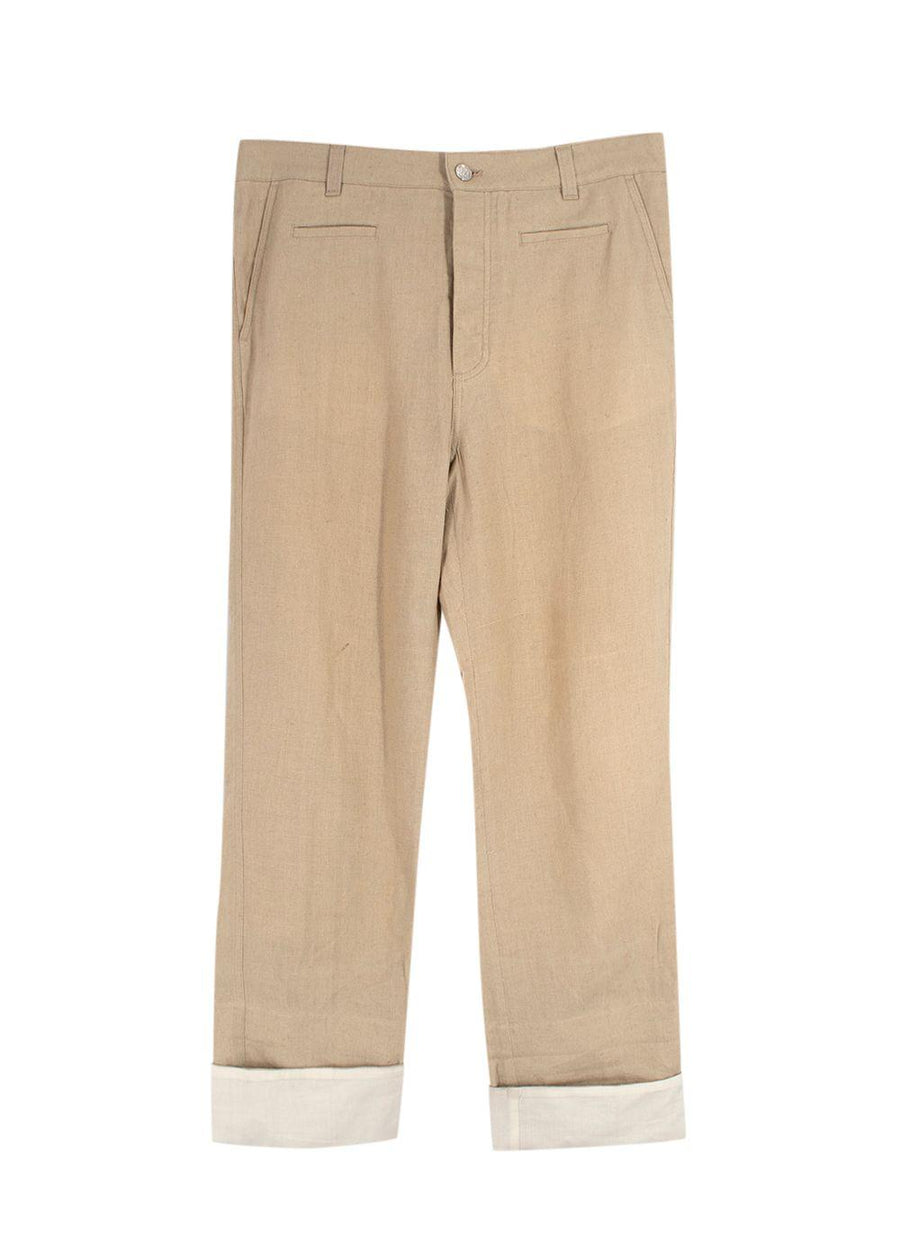 Loewe Beige Straight Leg Linen Trousers