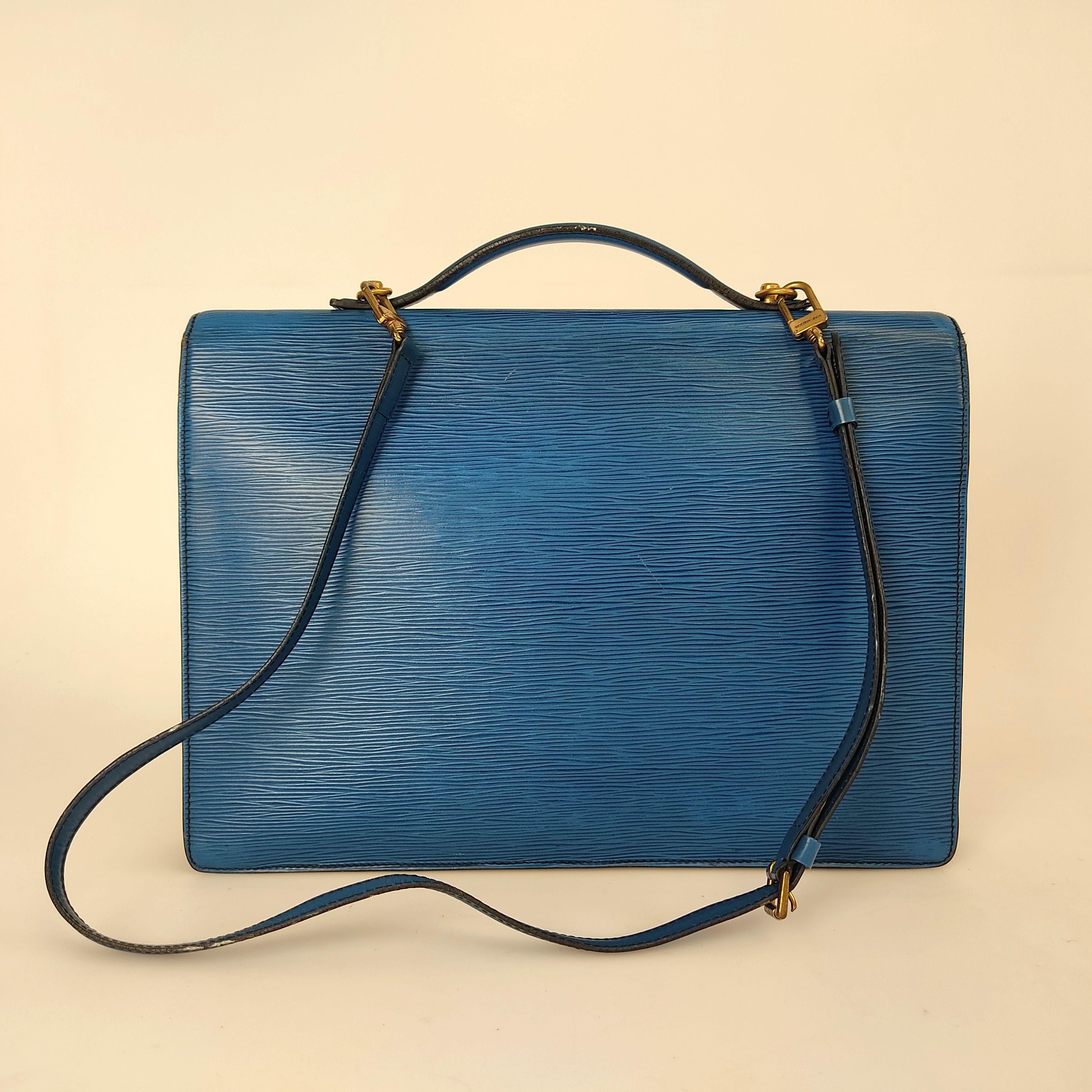 Blue Epi leather Conseiller 2Way business bag