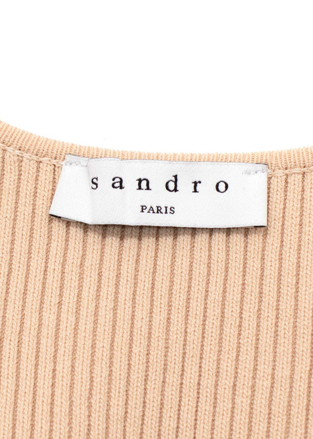 Sandro Neutral Beige Texturiertes Jacquard-kleid Dress
