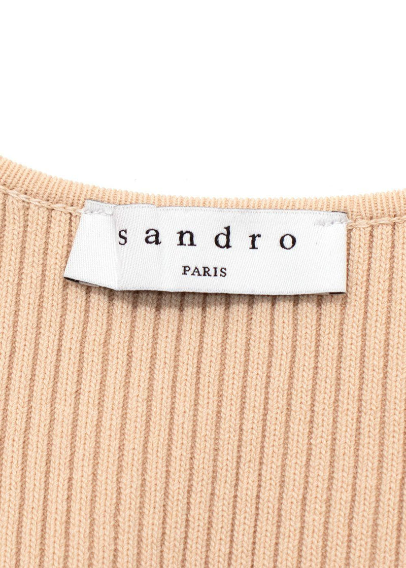 Sandro Neutral Beige Texturiertes Jacquard-kleid Dress