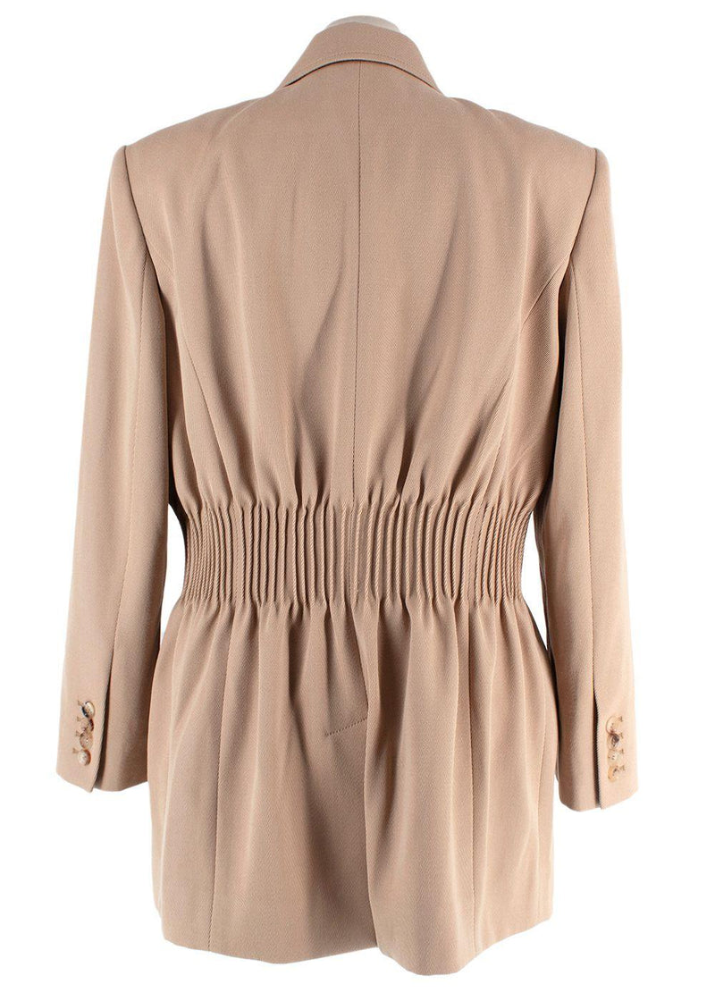 Chloe Beige Double Breasted Cinched Waist Blazer