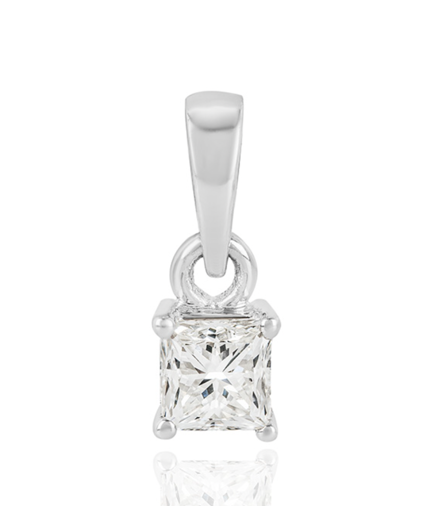 Princess Cut White Gold Pendant