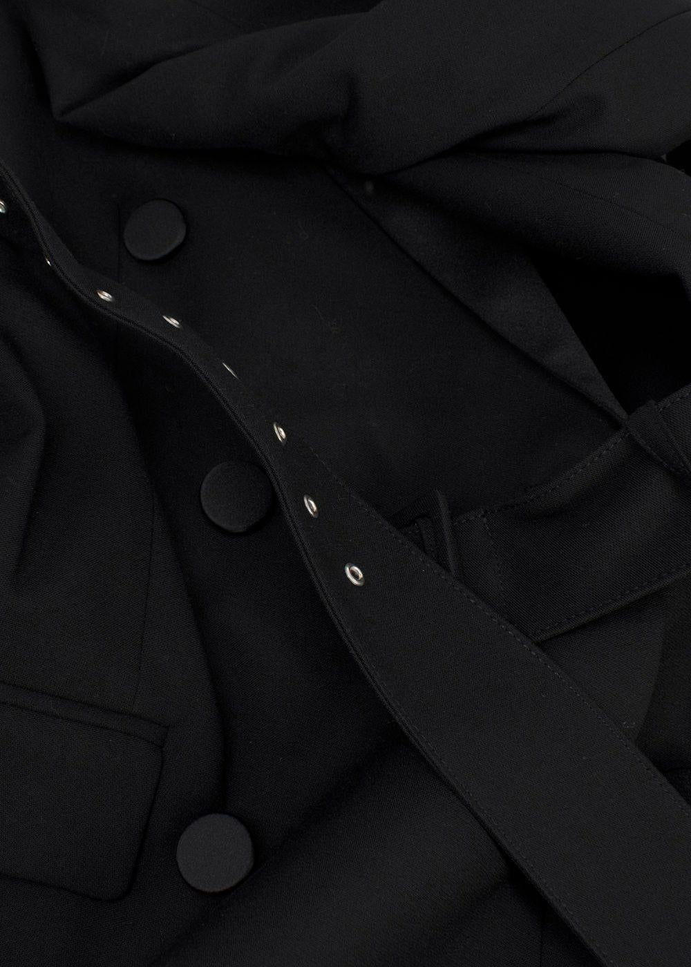 Racil Black Double Breasted Belted Tuxedo Blazer