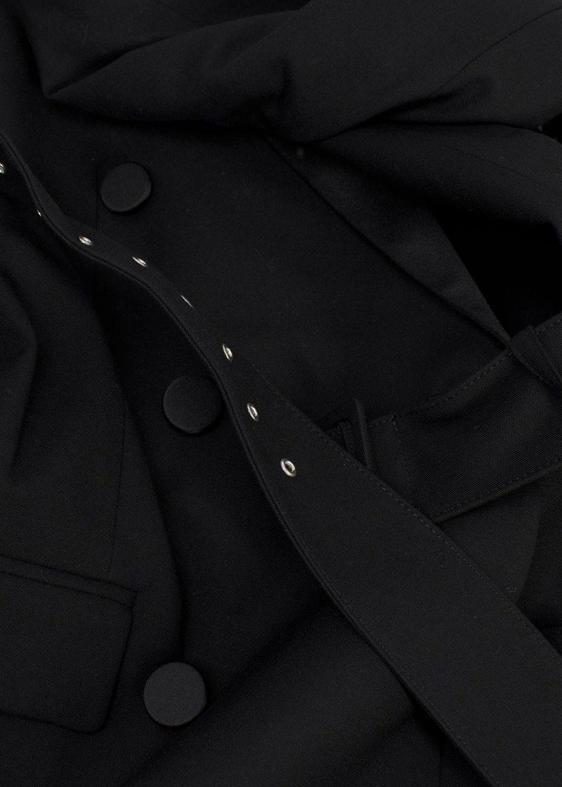 Racil Black Double Breasted Belted Tuxedo Blazer