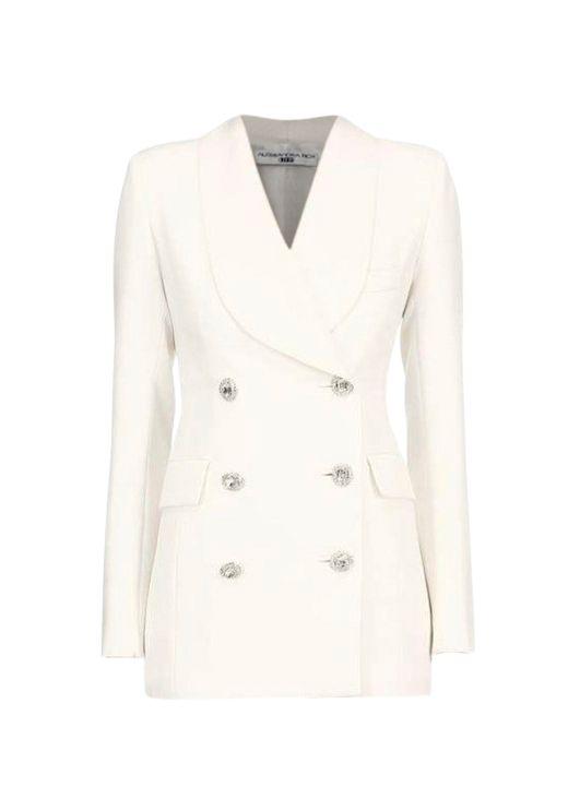 Alessandra Rich Cream Double Breasted Blazer with Crystal Jewel Buttons