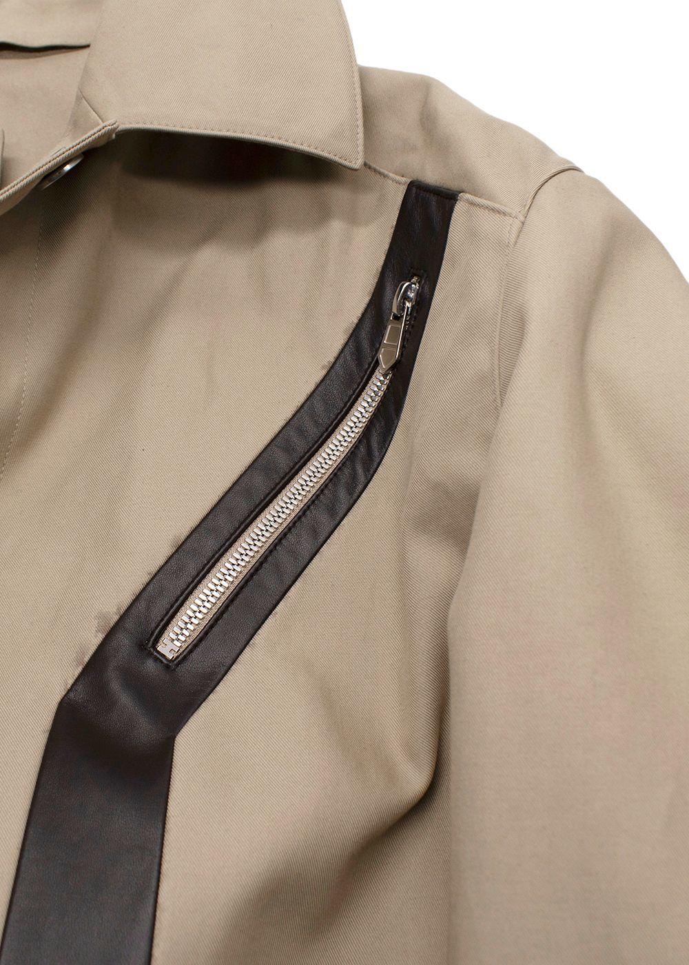 Hermes Neutral Beige Trench Coat with Brown Leather Inserts
