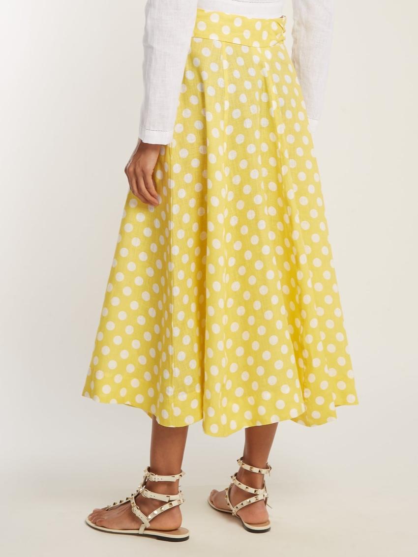 Lisa Marie Fernandez Yellow Linen A-Line Midi Skirt