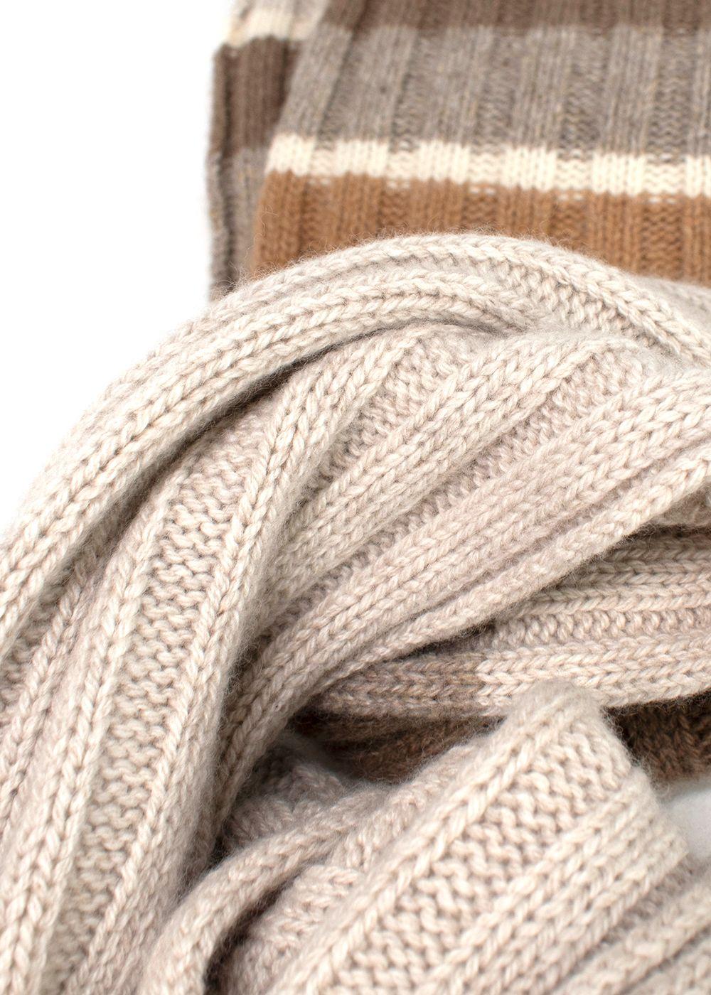 Loro Piana Tonal Striped Cashmere Hat & Scarf