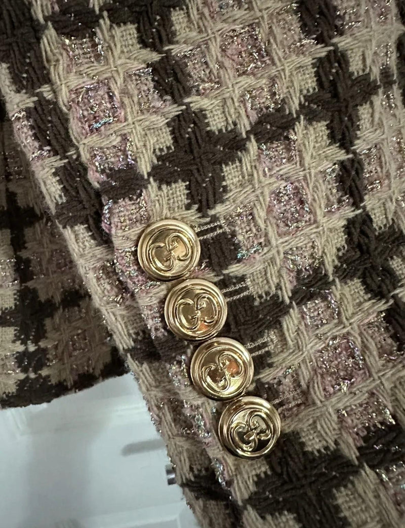 Gucci Brown Checked Tweed Jacket