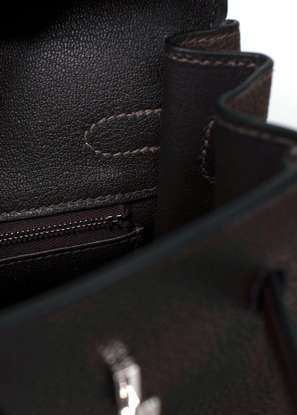 Hermes Birkin 25cm Ebene Barenia Faubourg Leather with Palladium Hardware
