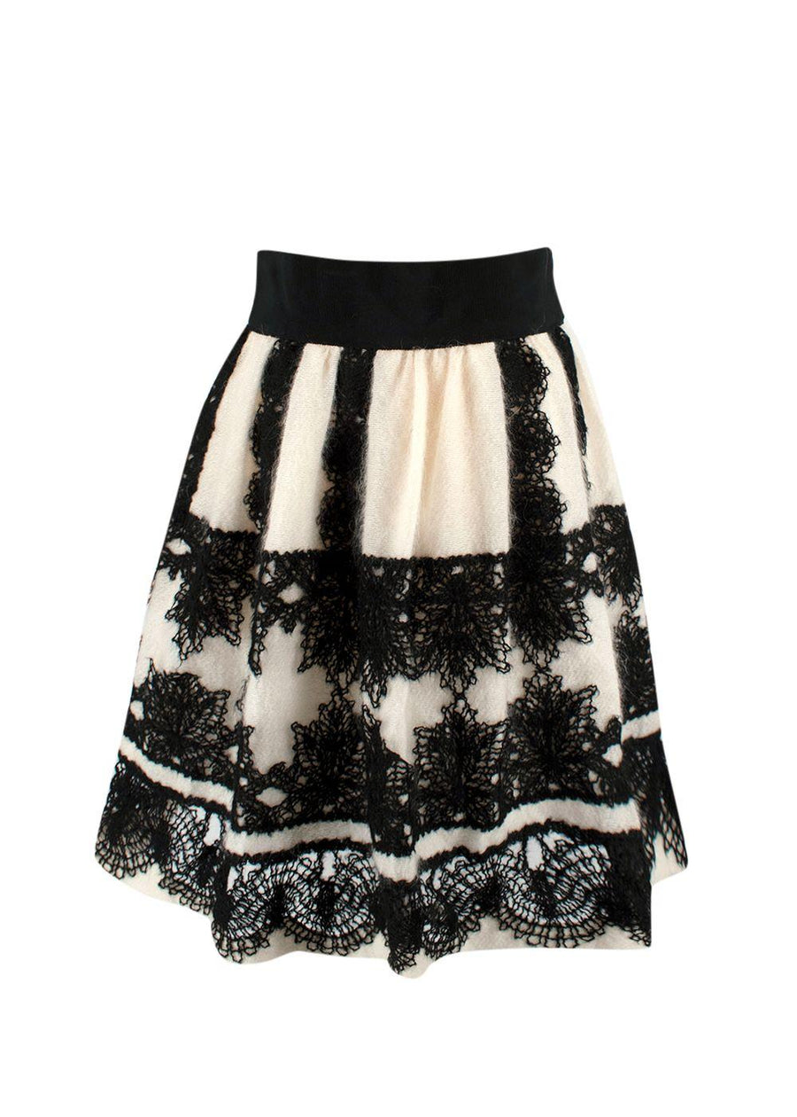 Alberta Ferretti White and Black Wool Skirt