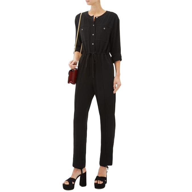 DVF Sybil Drawstring Waist Black Jumpsuit