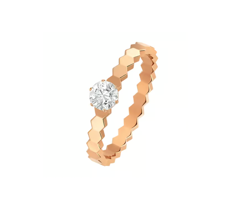Rose Gold Diamond Bee My Love Solitaire Ring
