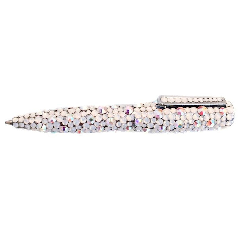 Ambrosia White Silver Iridescent Swarovski Crystal Ball Point Pen