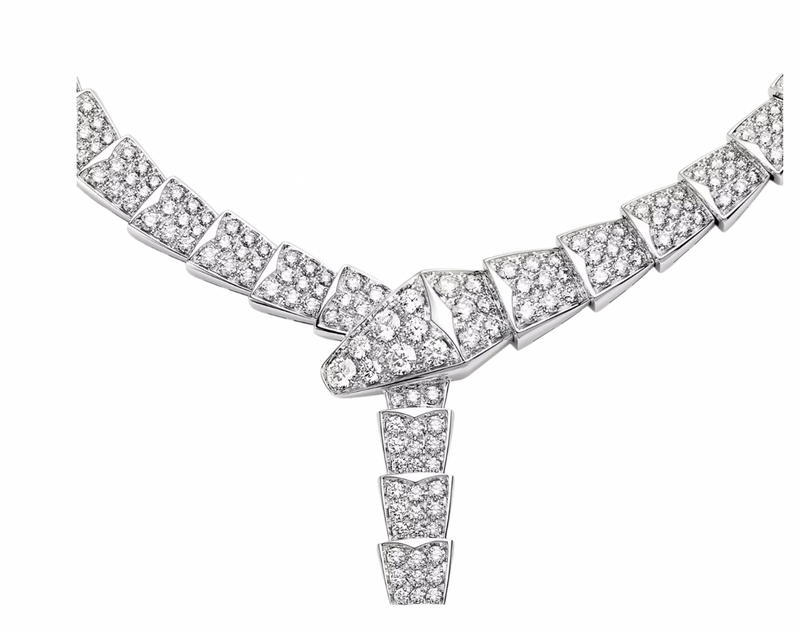 Full Diamond And White Gold  Serpenti Viper Necklace