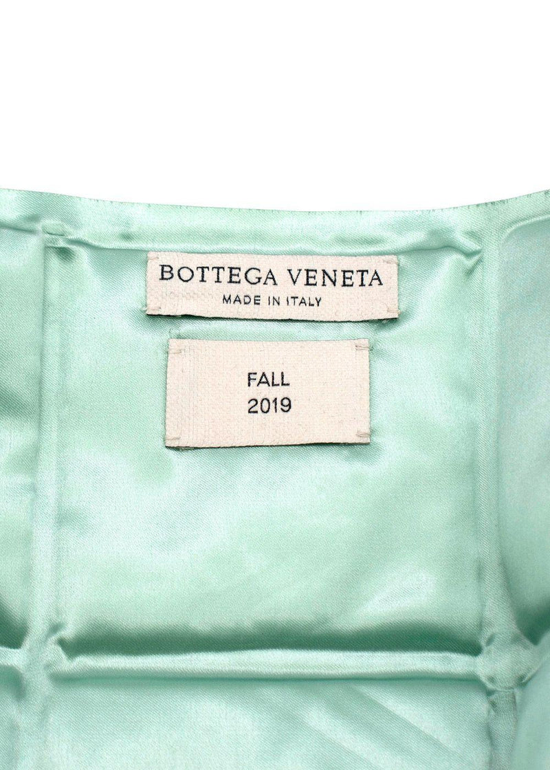 Bottega Veneta Menta Lacquered Matelasse Satin Skirt